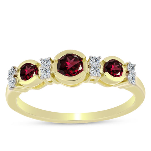 Kullattu hopeaSormus Rodoliitti Granaatilla ja Valkoisella Topaasilla