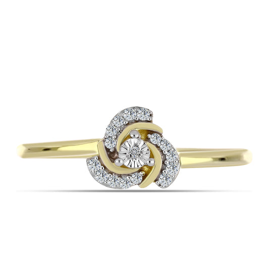 Kullattu hopeaSormus Valkoisella Timantilla ja Valkoisella Topaasilla