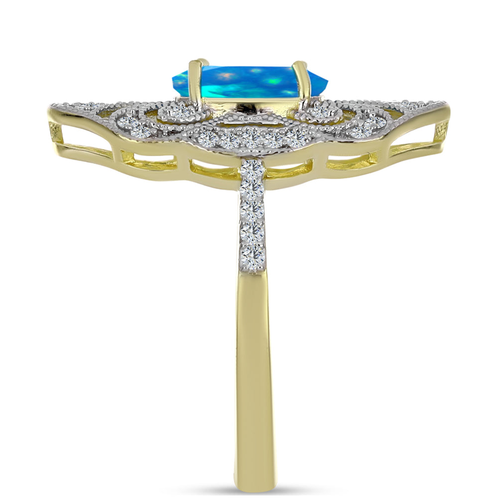 Kullattu hopeaSormus Etiopialaisella Paratiisiopaalilla ja Valkoisella Topaasilla