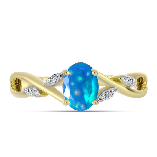 Kullattu hopeaSormus Etiopialaisella Paratiisiopaalilla ja Valkoisella Topaasilla