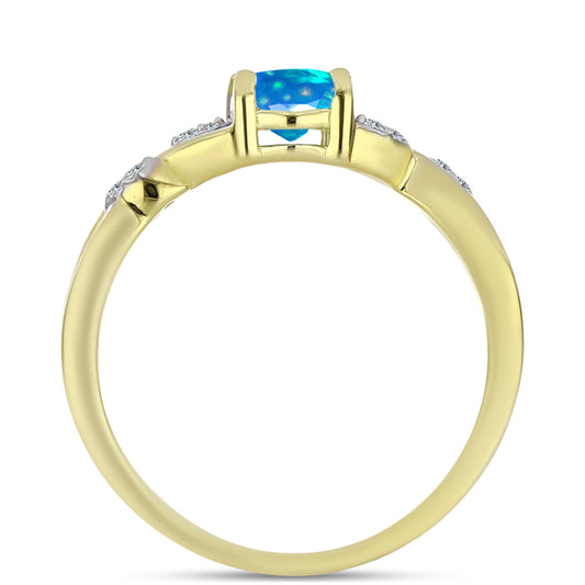 Kullattu hopeaSormus Etiopialaisella Paratiisiopaalilla ja Valkoisella Topaasilla