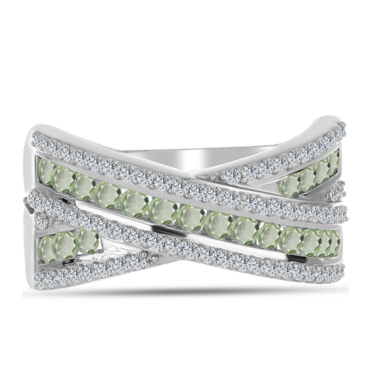 HopeaSormus VihreÀllÀ Ametistilla ja Valkoisella Topaasilla