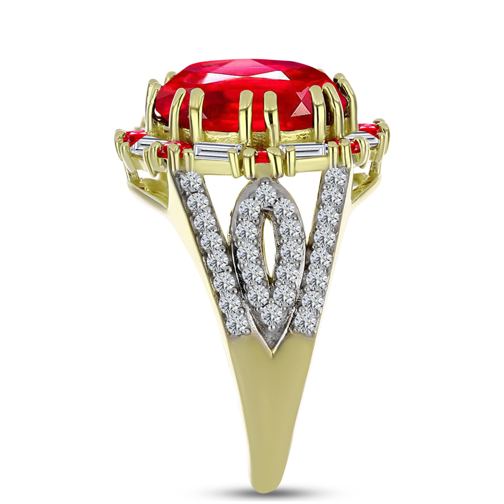 Kullattu hopeaSormus Punaisella Akaatilla ja Valkoisella Zirkonilla