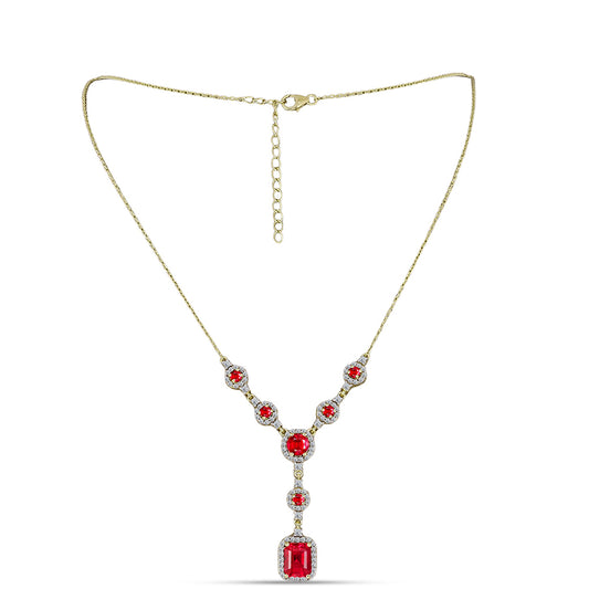 Kullattu hopeaKaulakoru Punaisella Akaatilla ja Valkoisella Topaasilla
