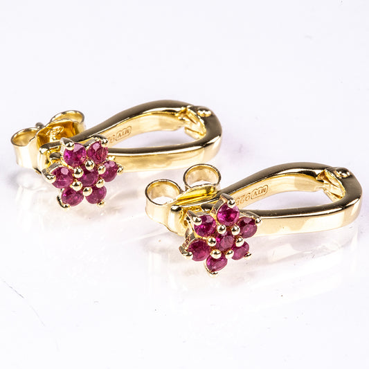 Kullatut hopeat Korvakorut Malagassin Rubiinilla