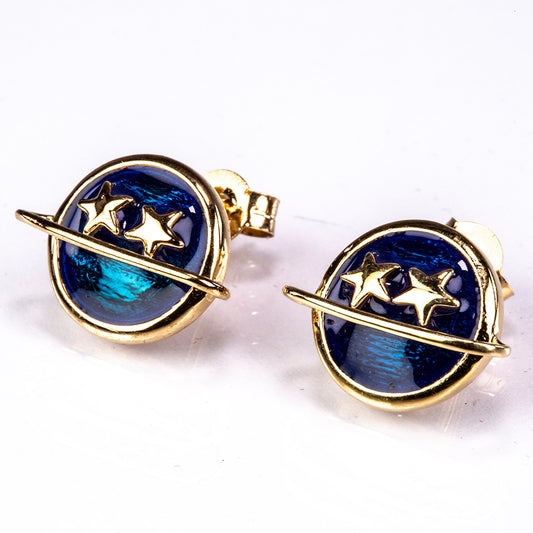 Kullatut hopeat Korvakorut Emaloidulla