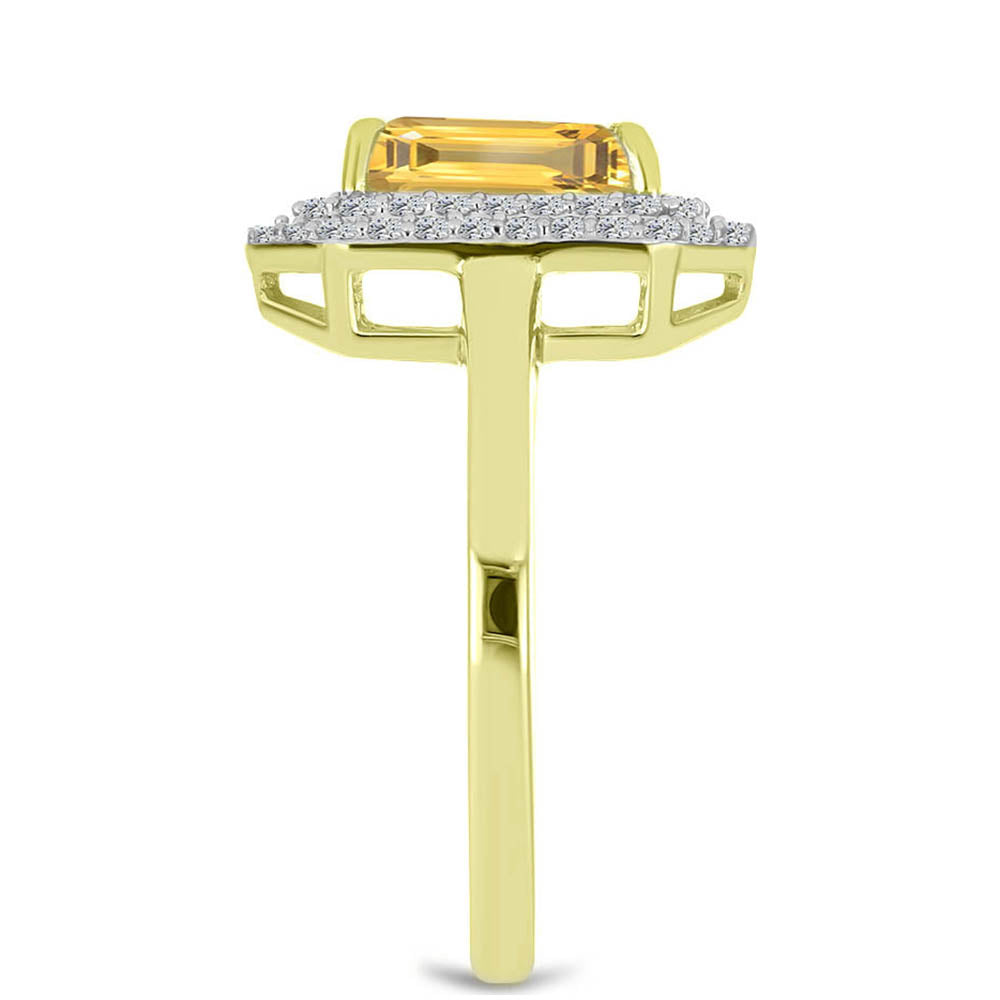 Kullattu hopeaSormus Rion Kultaisella Sitriinillä ja Valkoisella Topaasilla