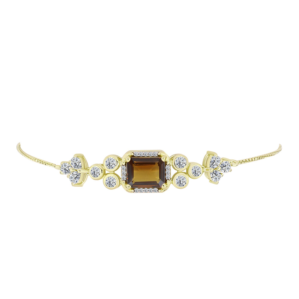 Kullattu hopeaRannekoru Konjakin Värisellä Kvartsilla ja Valkoisella Topaasilla