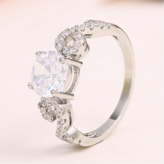 Kullattu TeräsSormus Valkoisella Emporia® Kristallilla