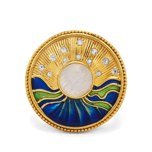 Kullattu hopeaSormus SateenkaarikuukivellÀ ja Valkoisella Topaasilla