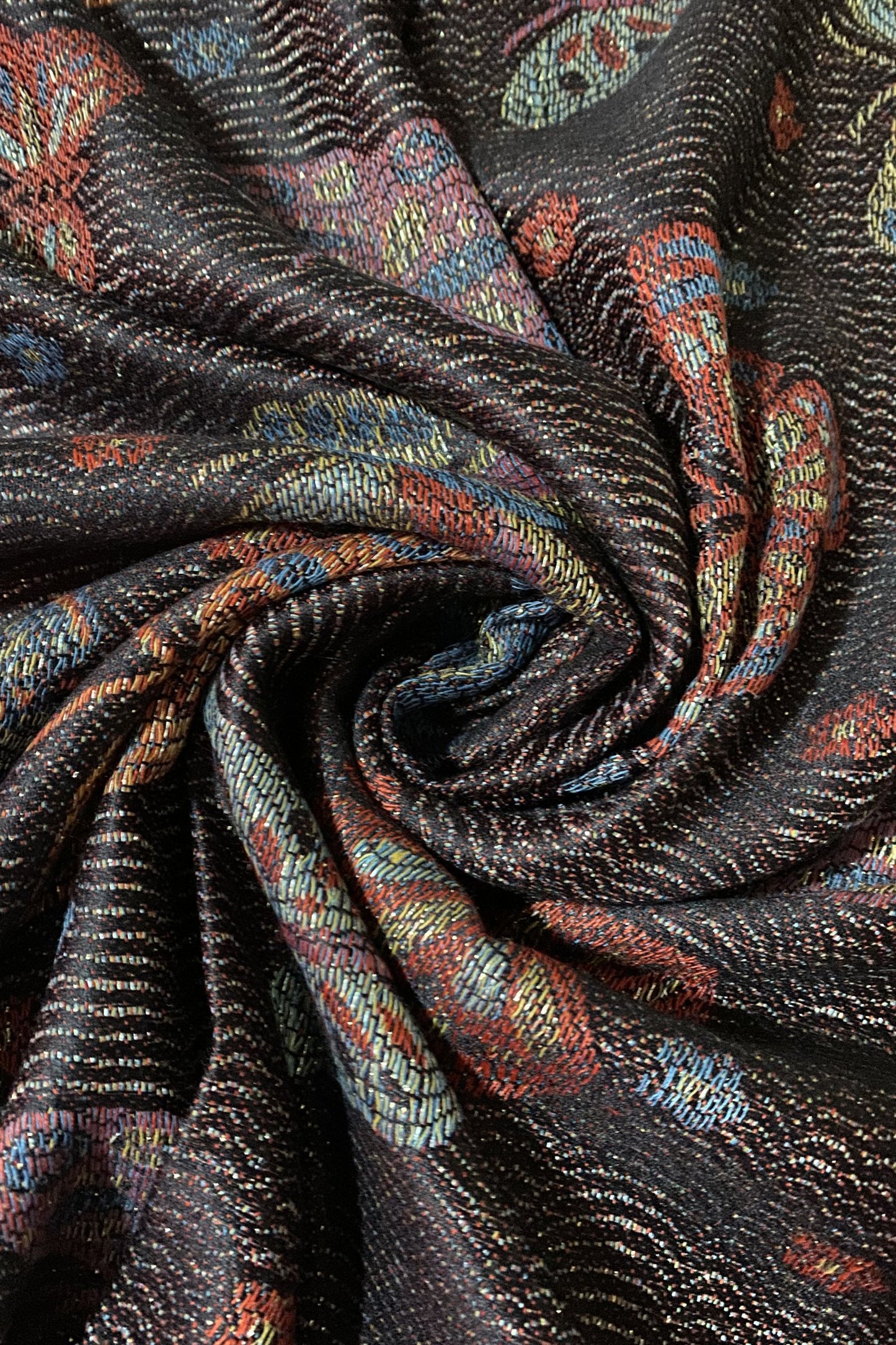 100% Aito Pashmina Kashmirhuivi/-saali, 70 cm x 180 cm, Perhoskuviollinen