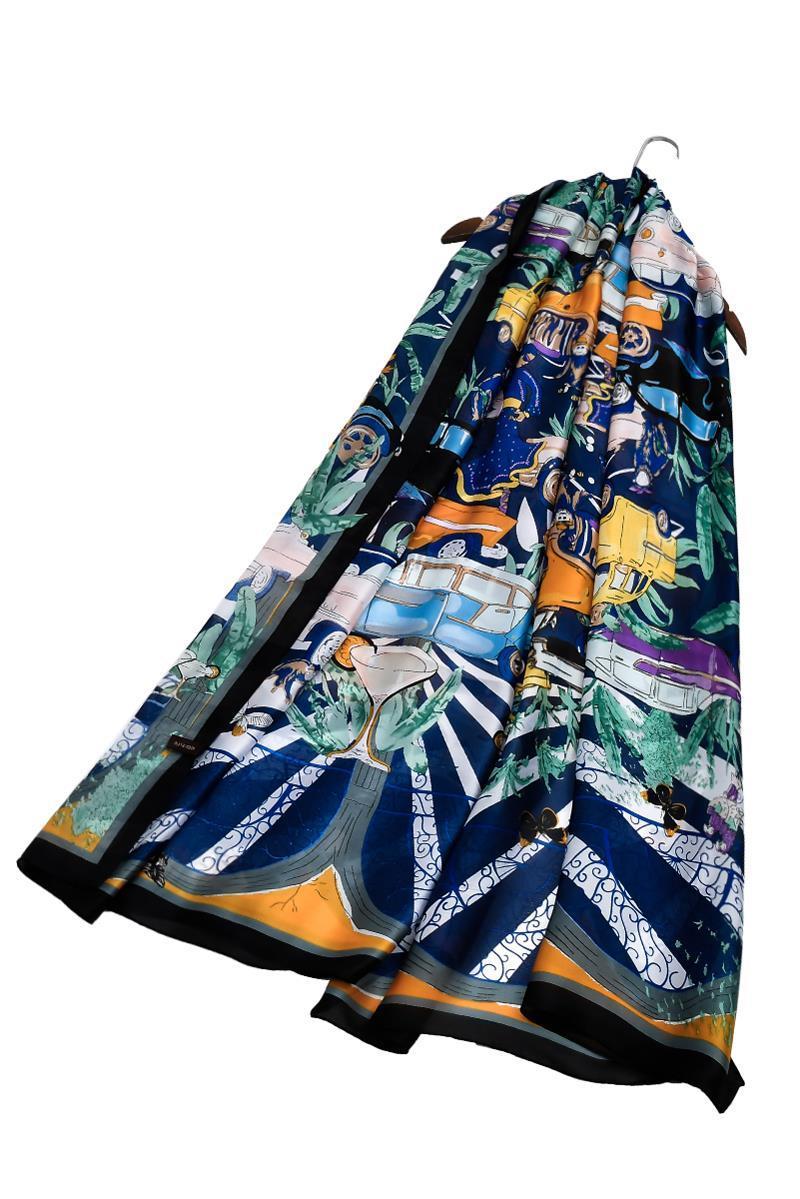 100% Aitoa Silkkihuivi/-saali, 90 cm x 180 cm, Trooppinen Katukarnevaali