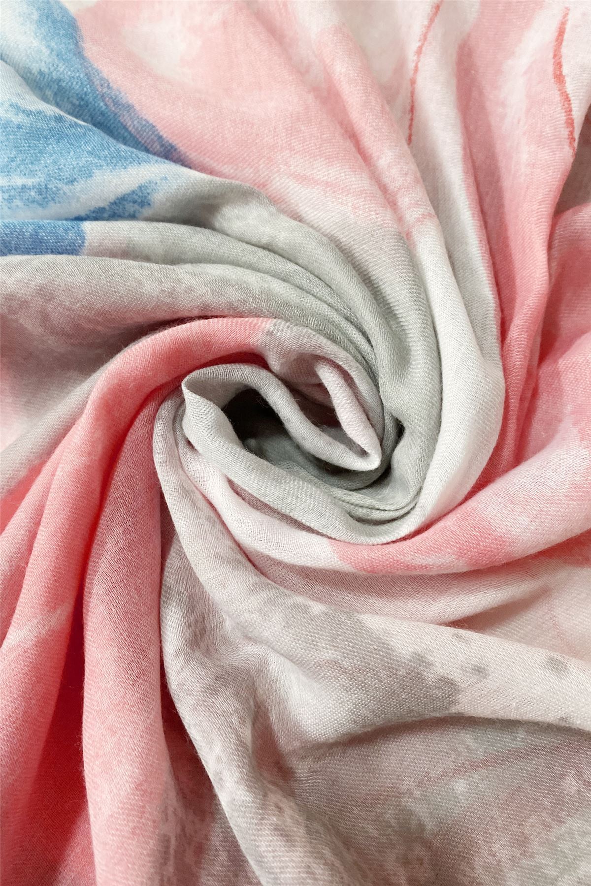 Puuvillahuivi/-saali, 85 cm x 180 cm, Suuret Maalatut Kukat, Koralli