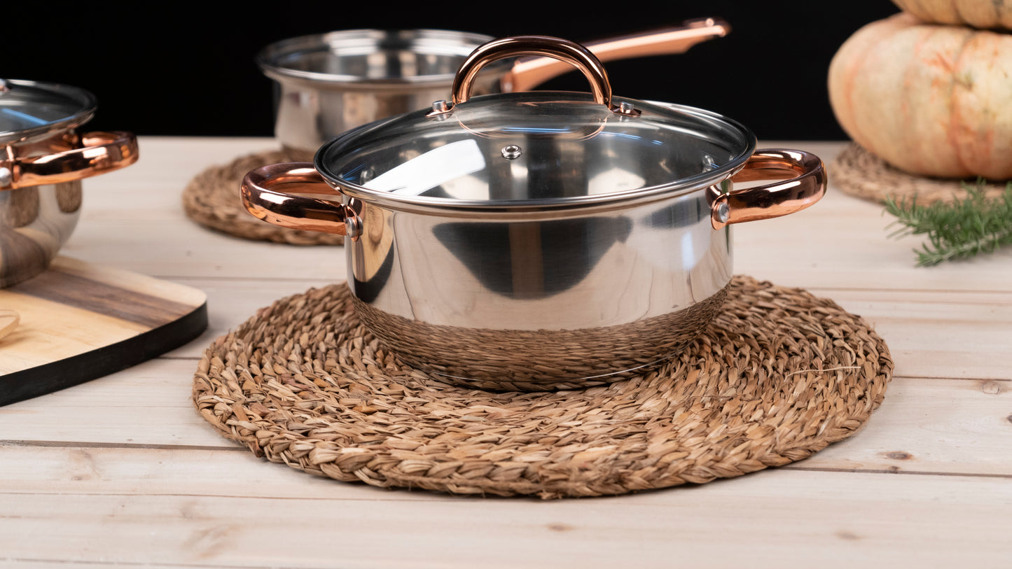 Cookware Silver Golden Glass Stainless steel (5 pcs)