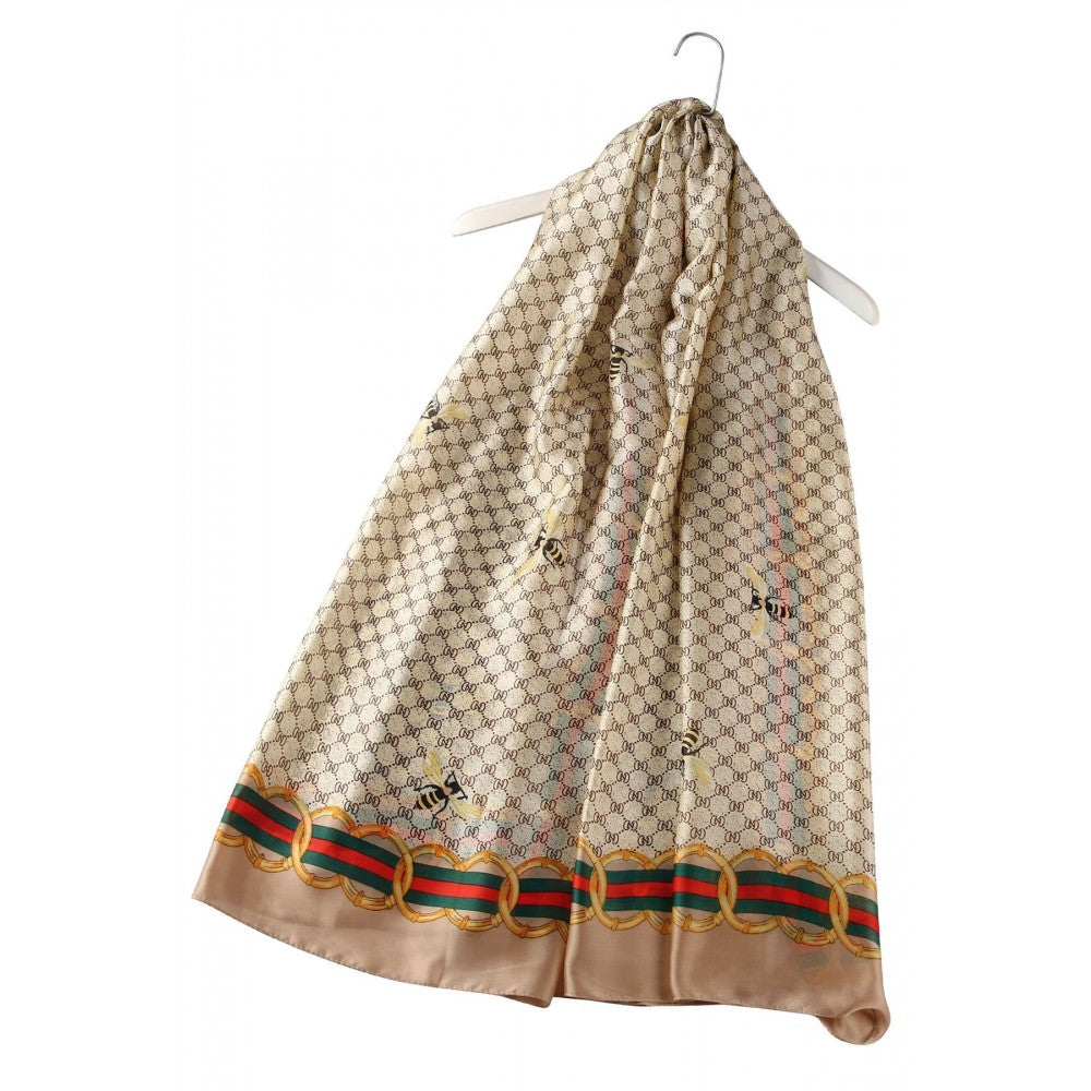 100% Aito Silkkihuivi, Muotimehiläinen Reunuksella