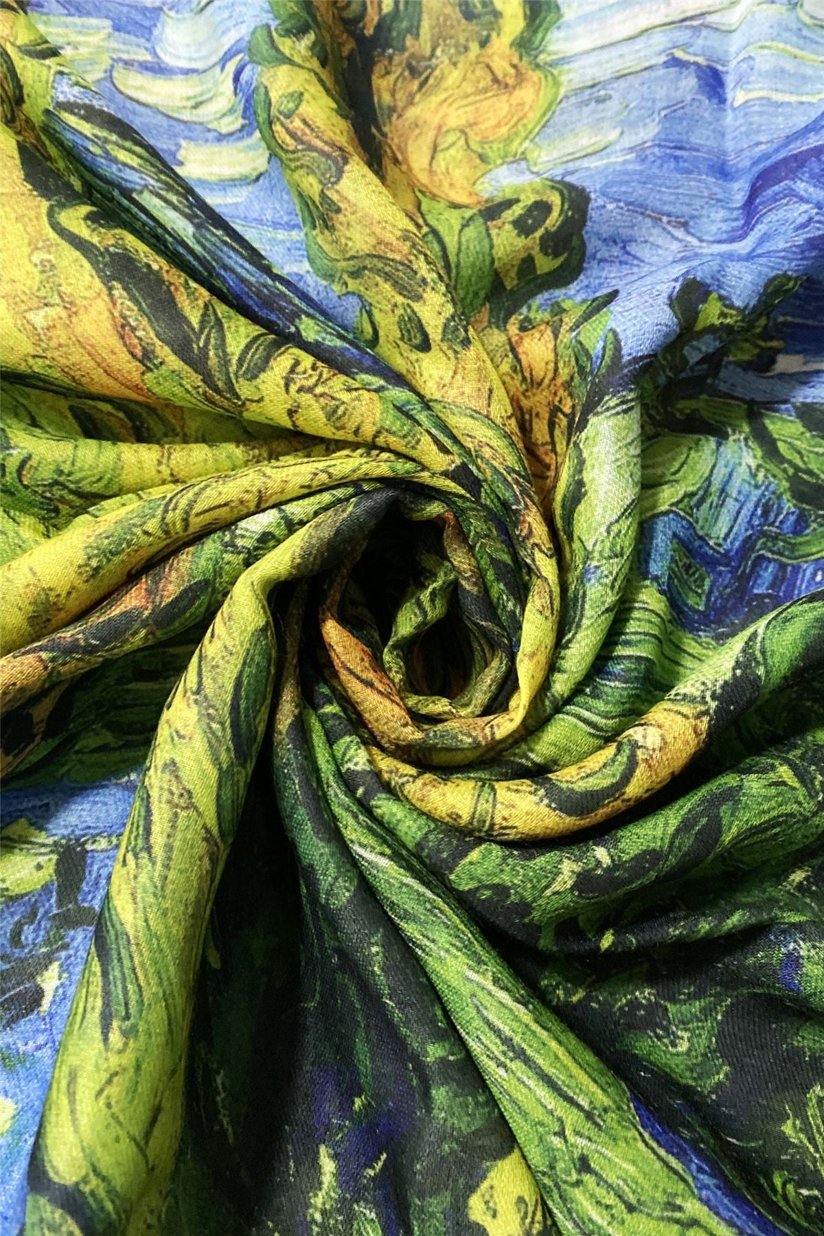 Puuvillahuivi/-saali, 70 cm x 180 cm, Van Gogh - Kaksi Poppelia