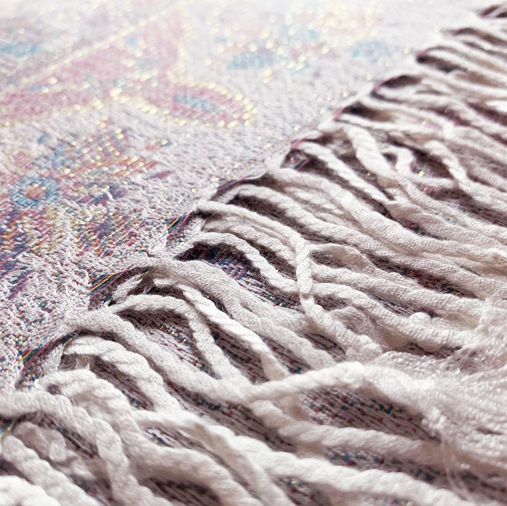 100% aito Pashmina-kashmirhuivi/-saali, 70 cm x 180 cm, kiiltävä ruusunvalkoinen
