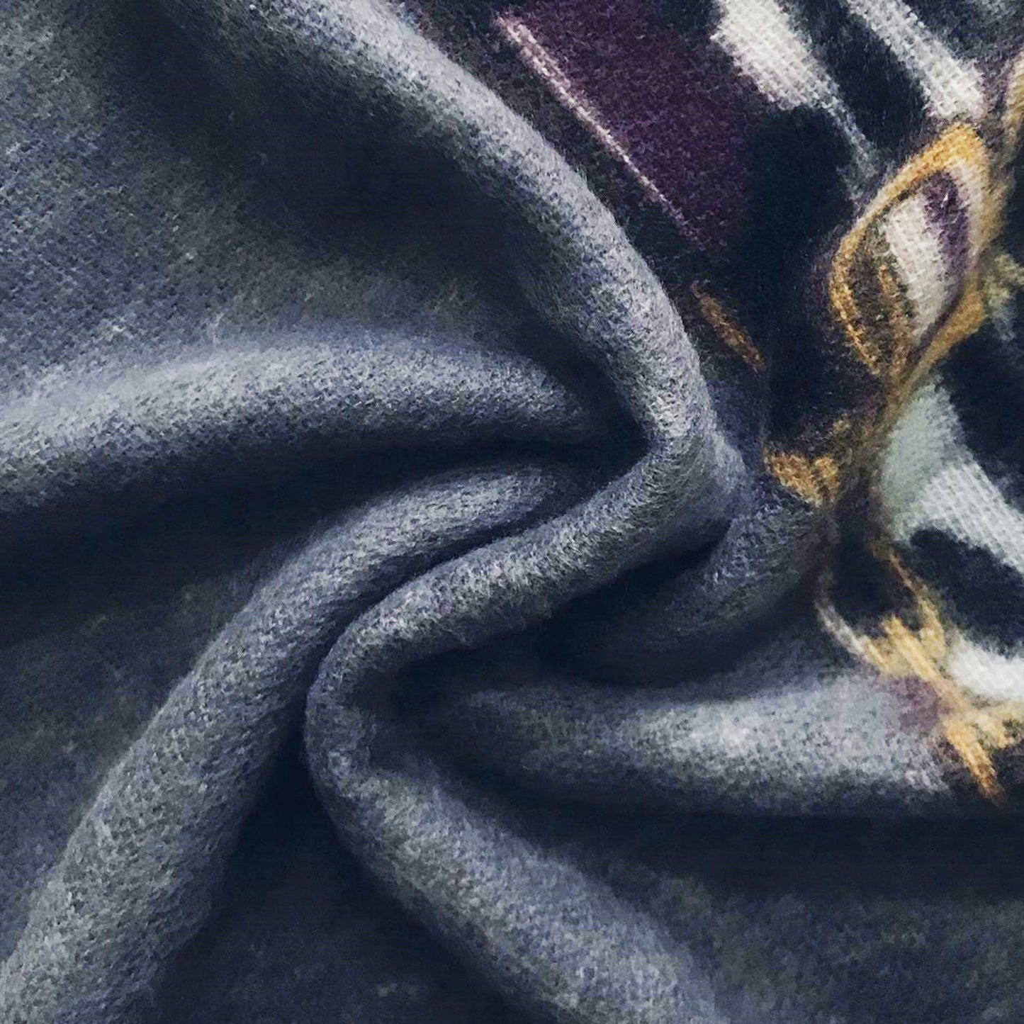 Kuviollinen villahuivi/-saali, 70 cm x 190 cm, harmaa