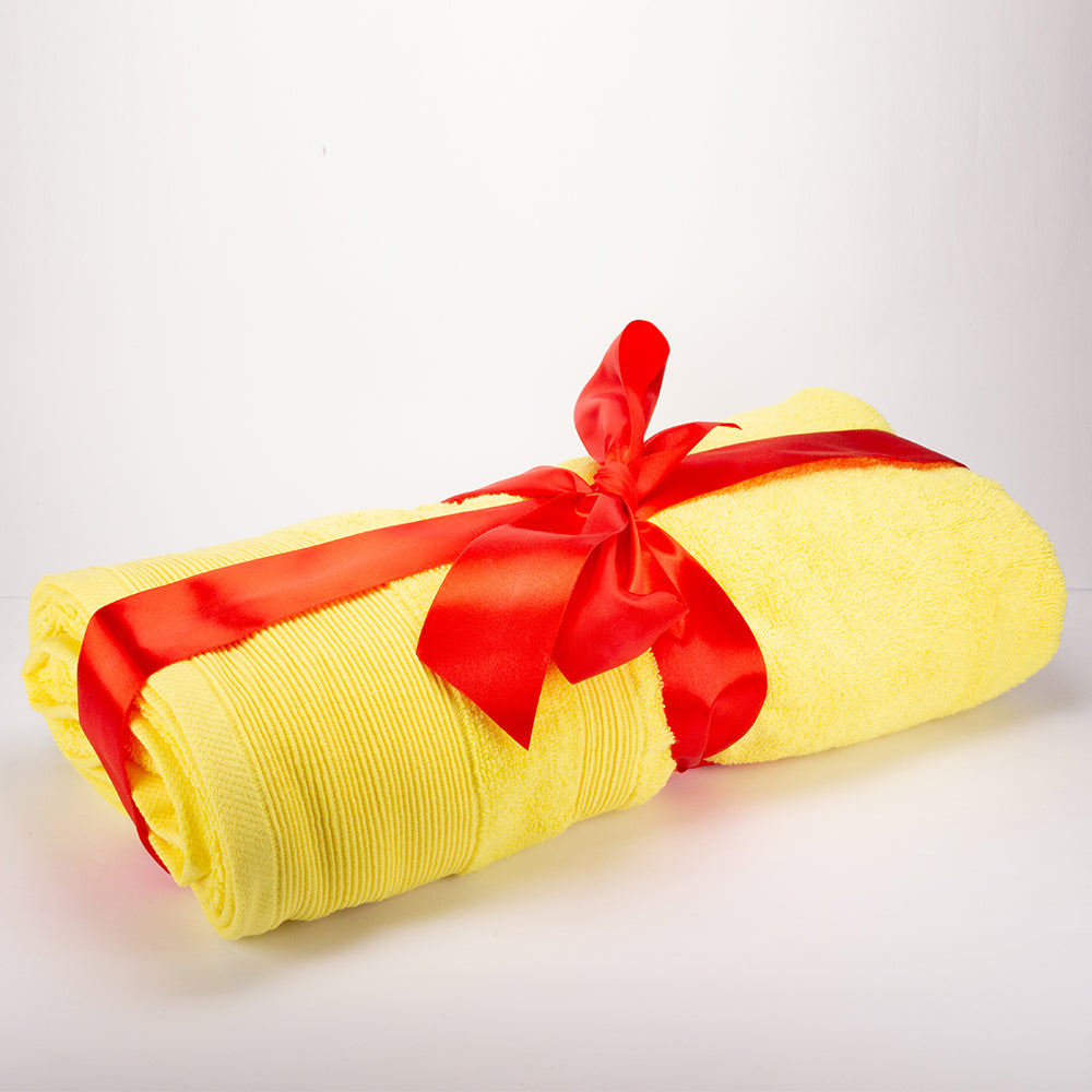 3+3+1 Suuri kylpylakana lahjasetti 100% mikropuuvillapyyhkeitä, 500 GSM, keltainen