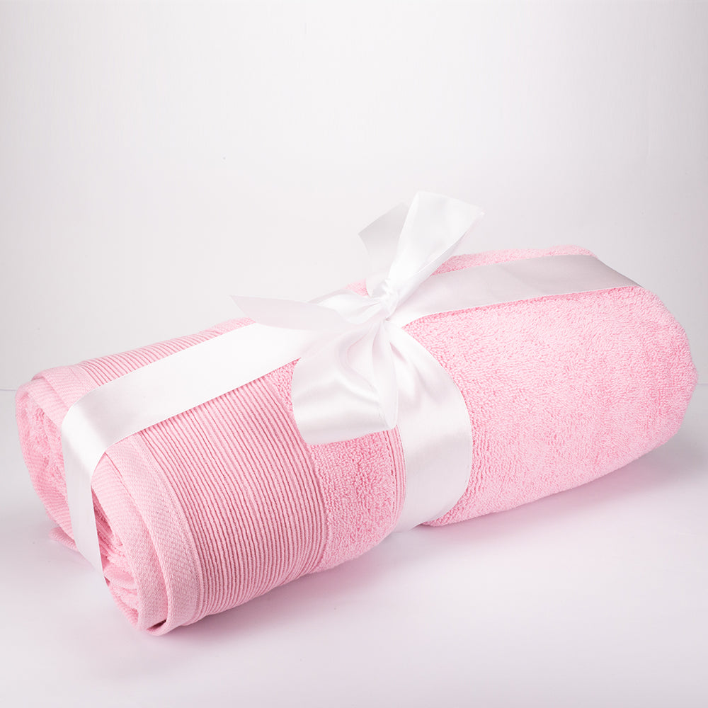 3+3+1 Suuri kylpylakana lahjasetti 100% mikropuuvillapyyhkeitä, 500 GSM, pastellipinkki