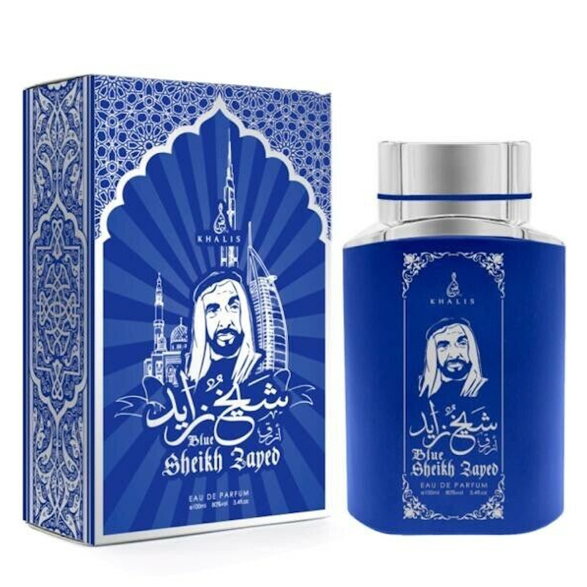 100 ml Eau de Hajuvesi SHEIKH ZAYED BLUE - Myskin ja Oudin Tuoksu Miehille