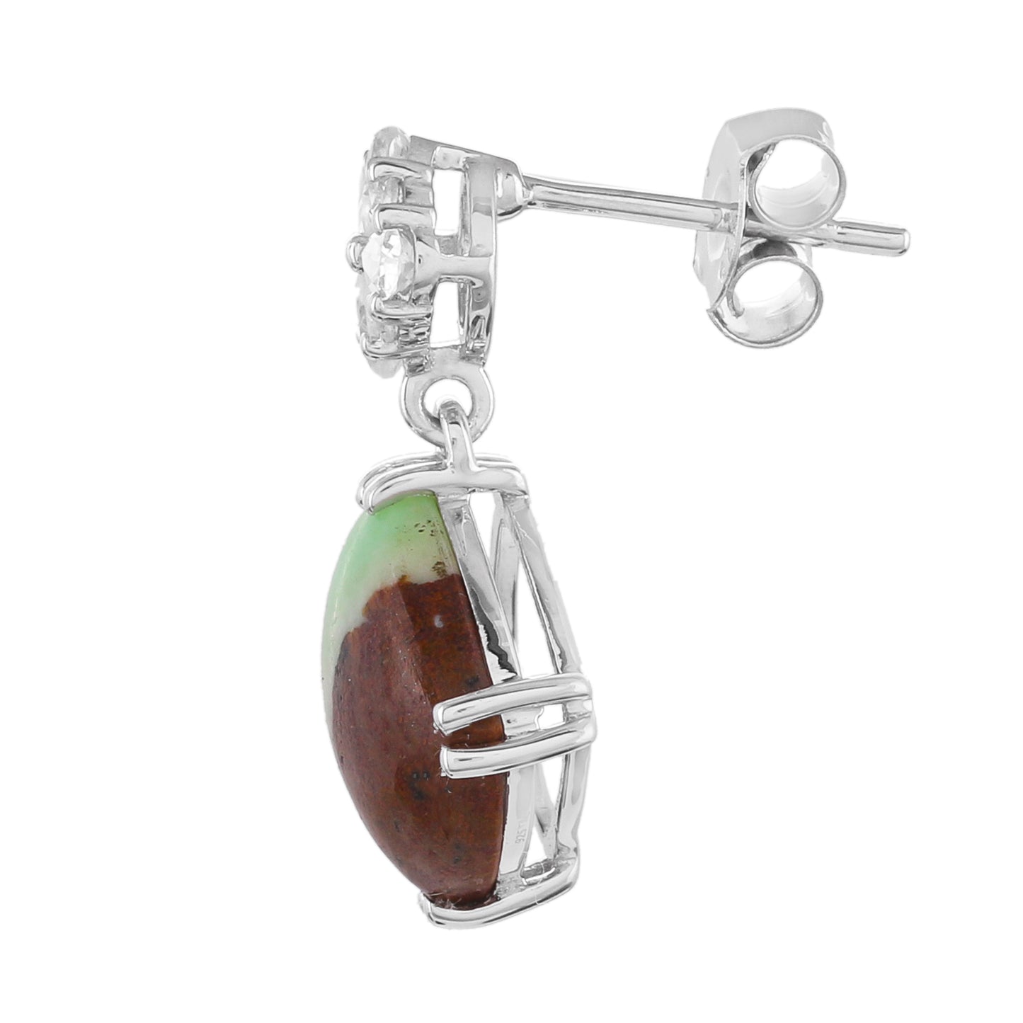 HopeaKorvakorut Minttukrysopraasilla ja Luonnonzirkonialla