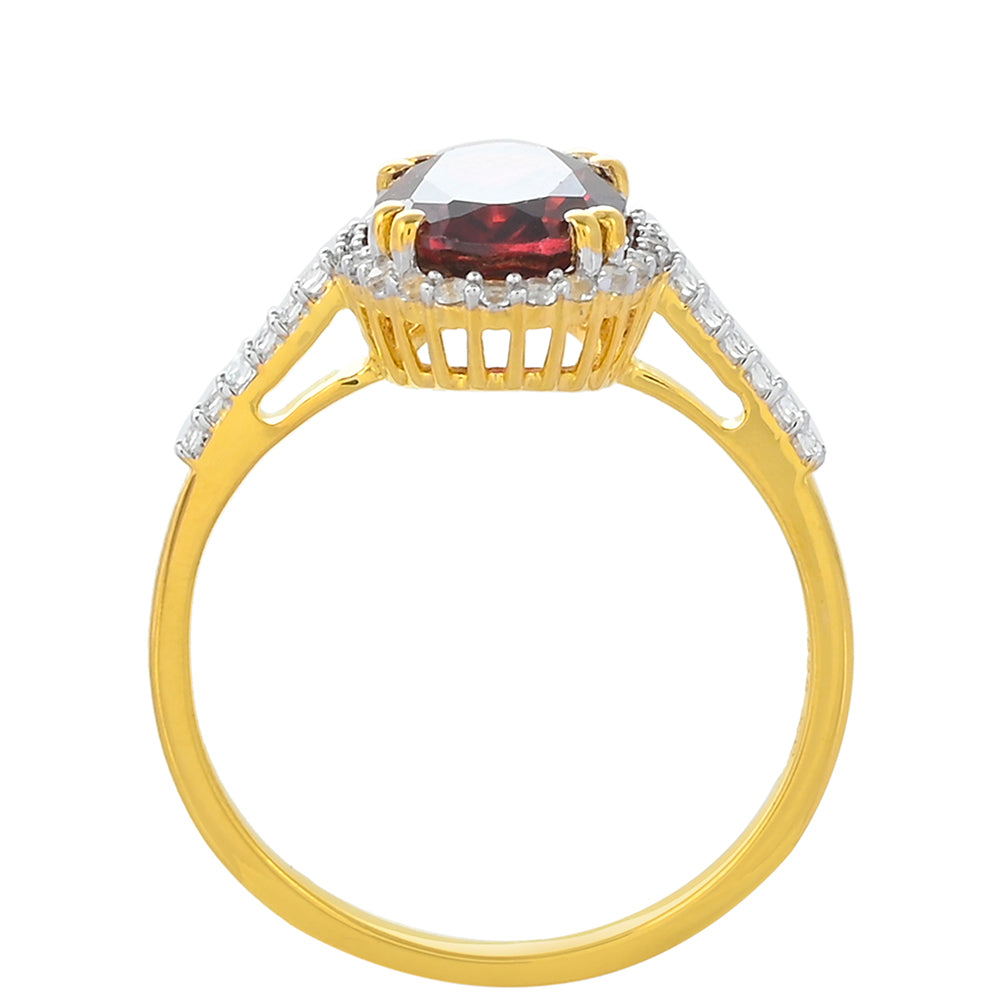 Kullattu hopeaSormus Rodoliitti Granaatilla ja Valkoisella Topaasilla