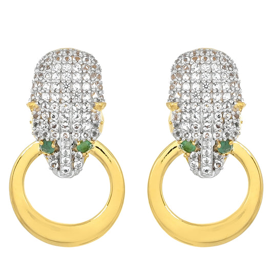 Kullatut hopeat Korvakorut Brasilian Smaragdilla ja Valkoisella Topaasilla