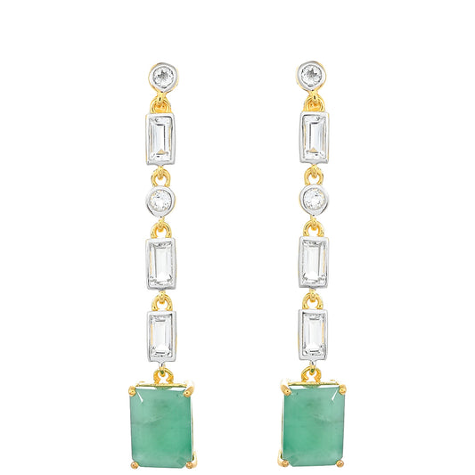 Kullatut hopeat Korvakorut Brasilian Smaragdilla ja Valkoisella Topaasilla