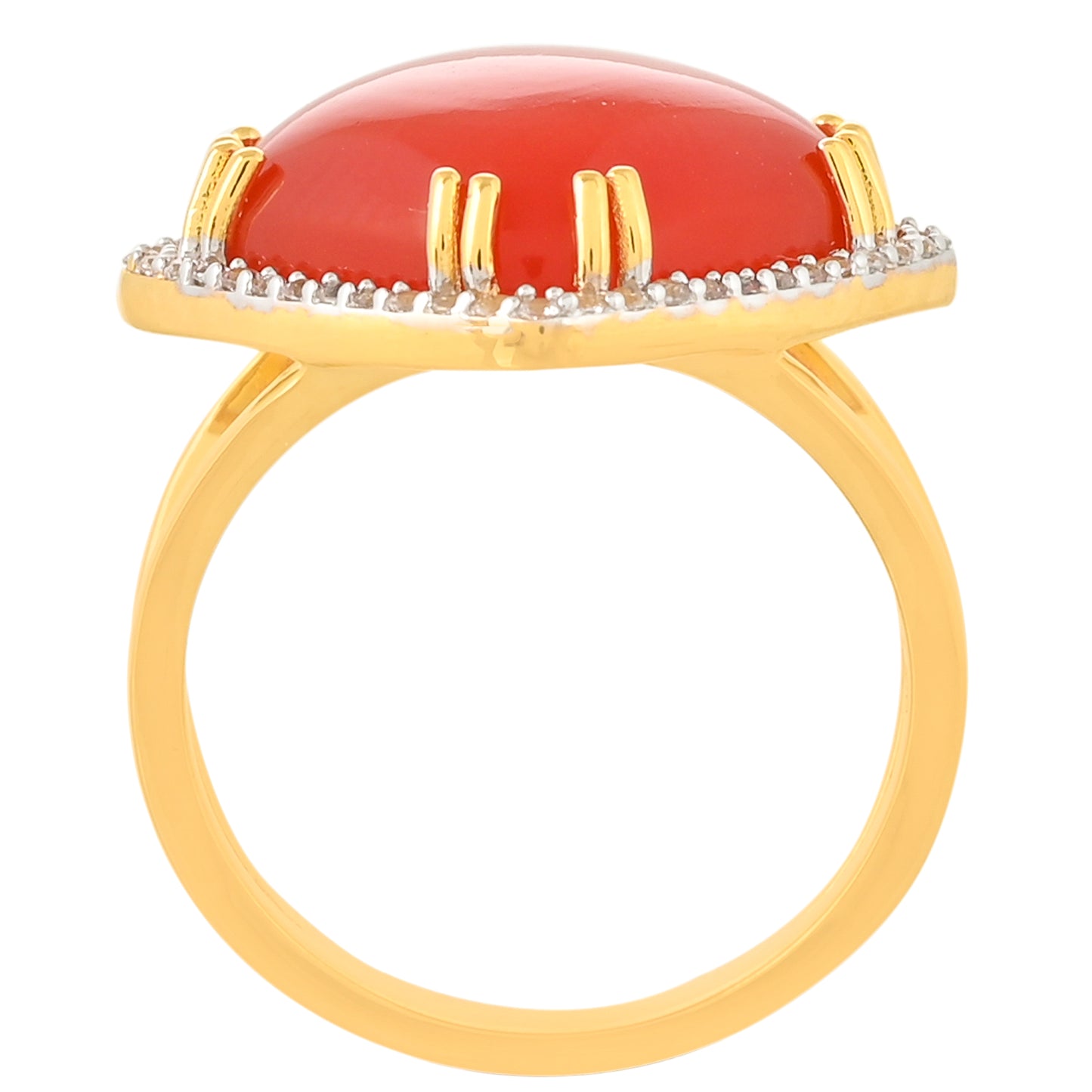 Kullattu hopeaSormus Karneolilla ja Valkoisella Topaasilla