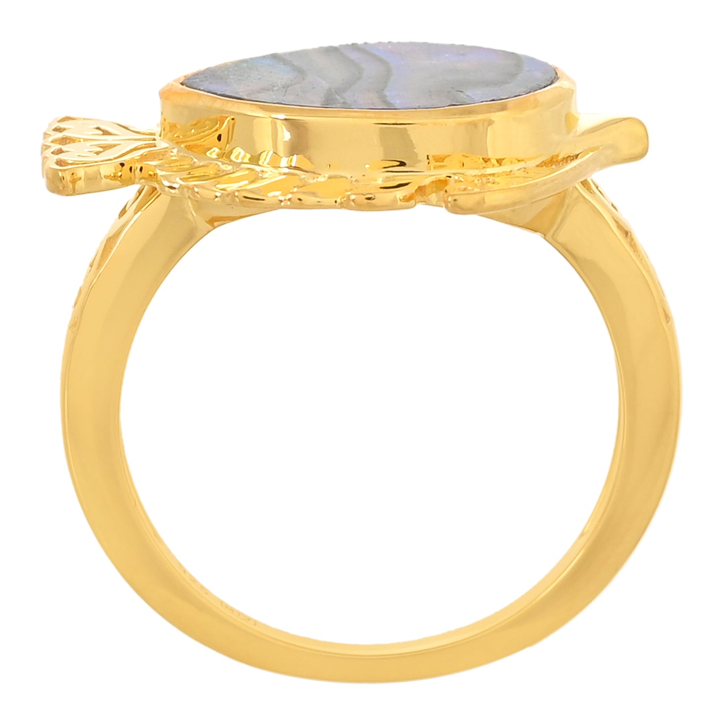 Kullattu hopeaSormus Abalonen Simpukalla