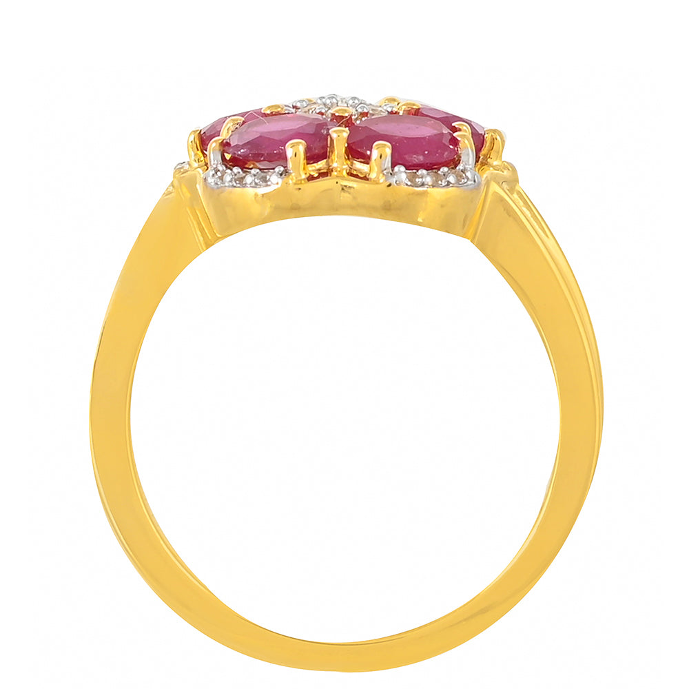 Kullattu hopeaSormus Malagassin Rubiinilla ja Valkoisella Topaasilla