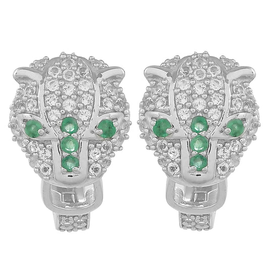 HopeaKorvakorut Brasilian Smaragdilla ja Valkoisella Topaasilla