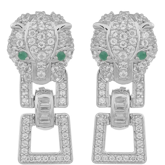 HopeaKorvakorut Brasilian Smaragdilla ja Valkoisella Topaasilla