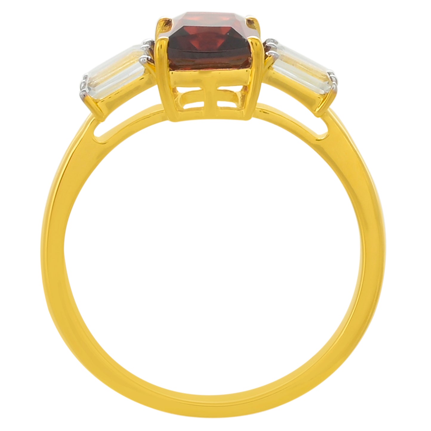 Kullattu hopeaSormus Rodoliitti Granaatilla ja Valkoisella Topaasilla