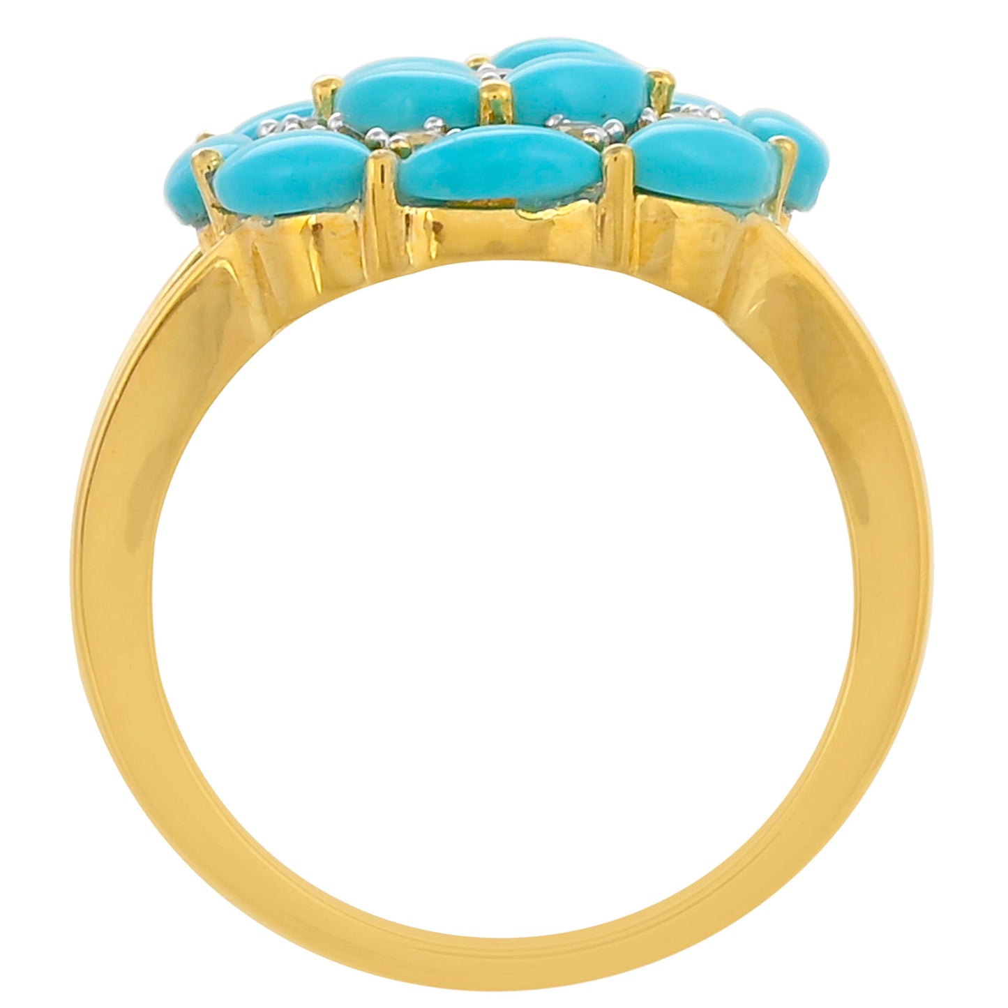 Kullattu hopeaSormus Ruususen Turkoosilla ja Valkoisella Topaasilla