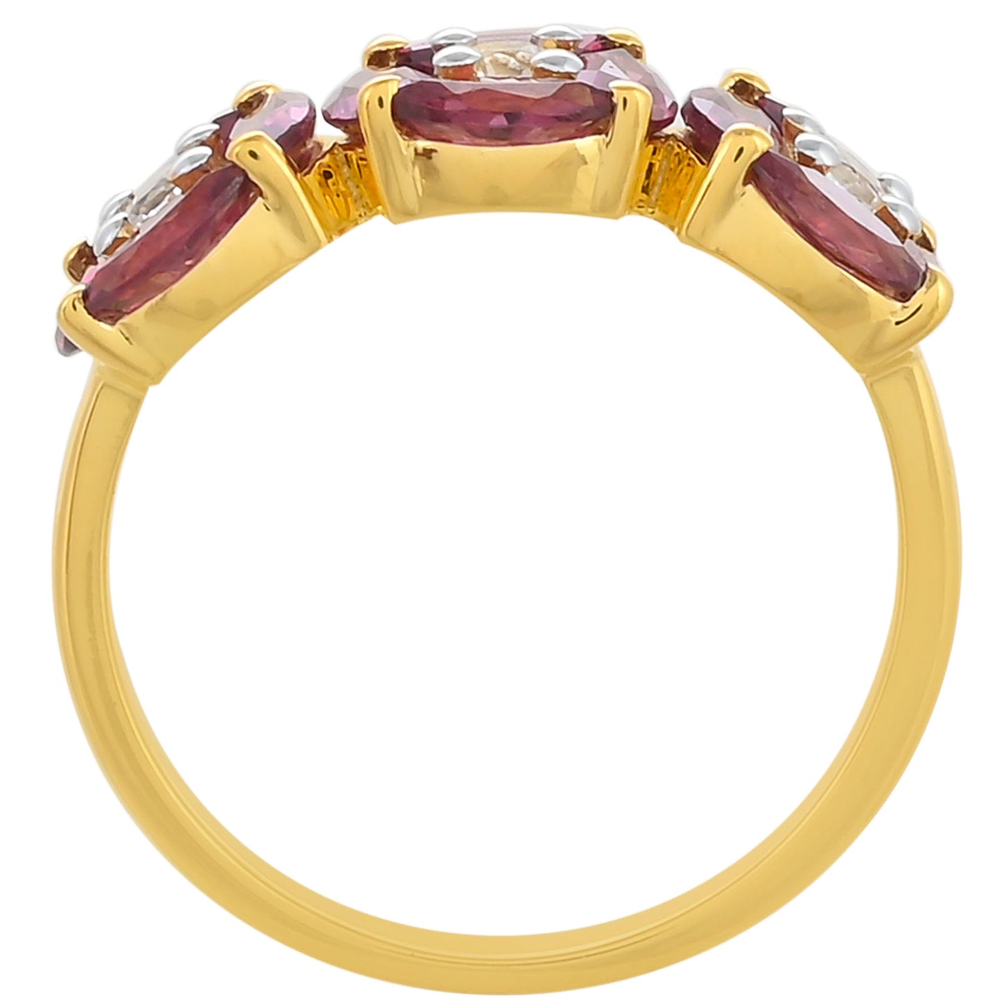 Kullattu hopeaSormus Rodoliitti Granaatilla ja Valkoisella Topaasilla