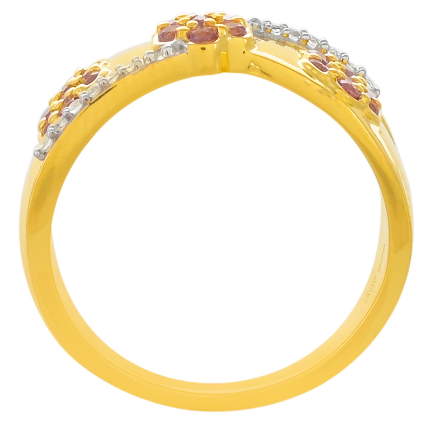 Kullattu hopeaSormus Rodoliitti Granaatilla ja Valkoisella Topaasilla