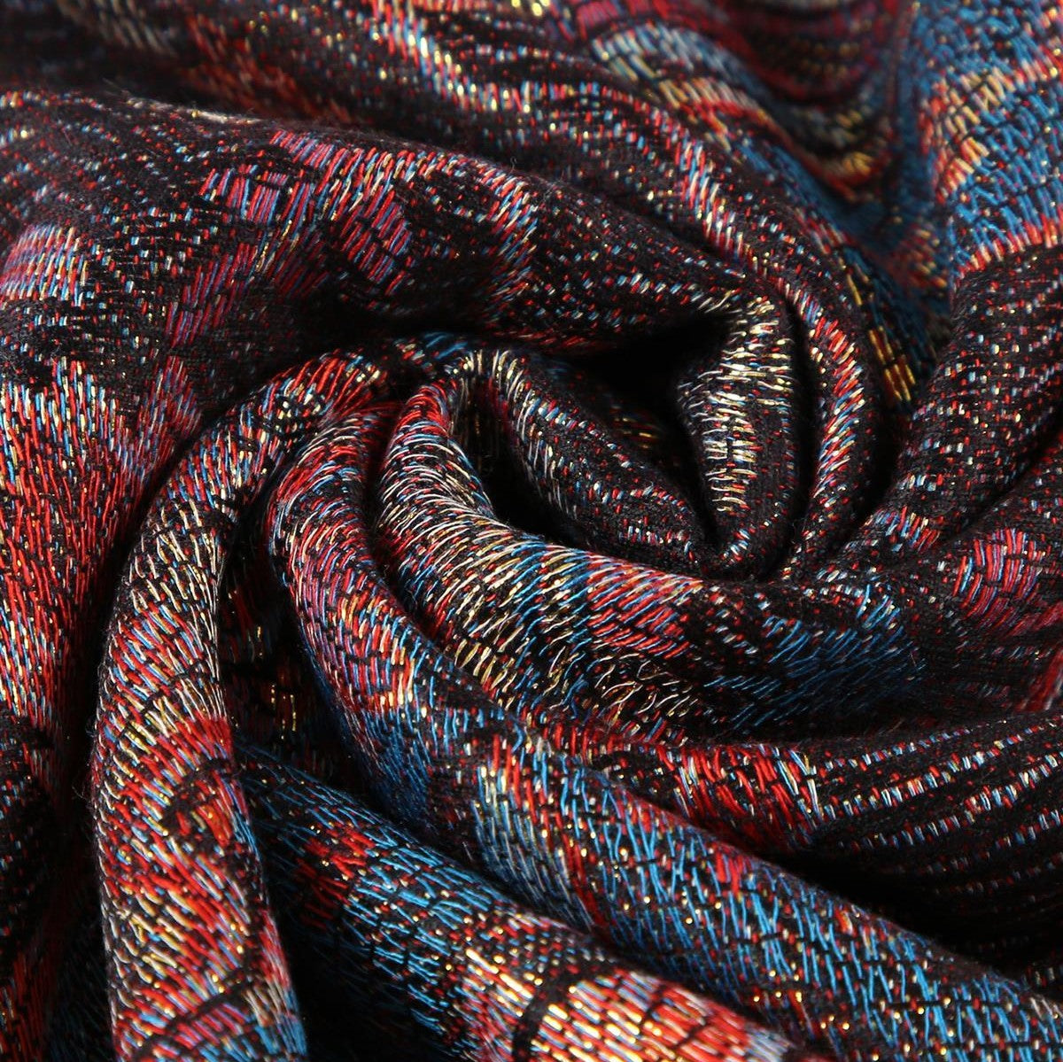 100% aito Pashmina-kashmirhuivi/-saali, 70 cm x 180 cm, kiiltävä, monivärinen/musta