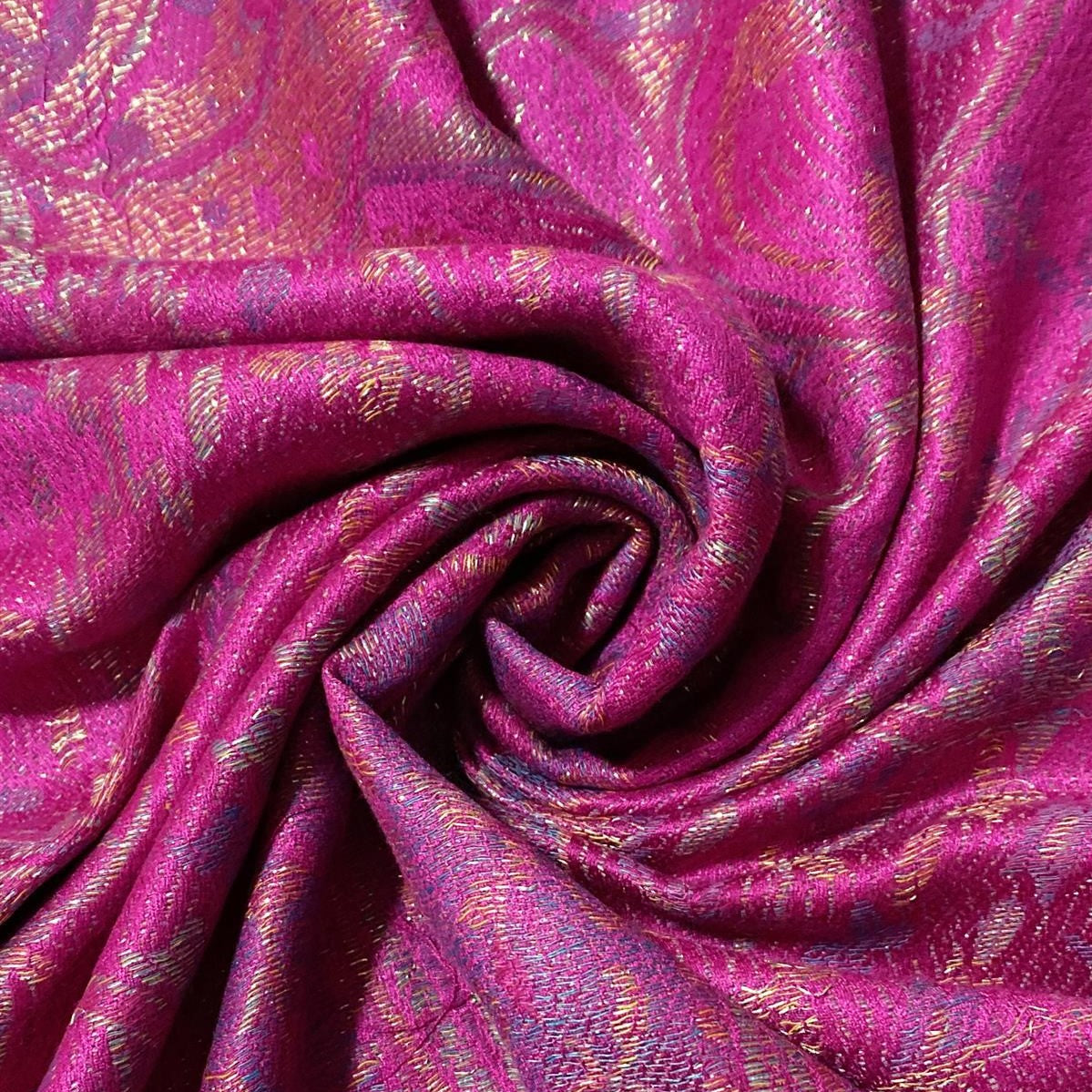 100% aito Pashmina-kashmirhuivi/-saali, 70 cm x 180 cm, kiiltävä, fuksia/vaaleanpunainen