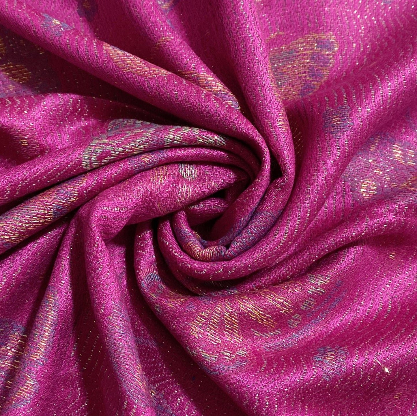 100% aito Pashmina-kashmirhuivi/-saali, 70 cm x 170 cm, perhoskuvioitu, kiiltävä, fuksia