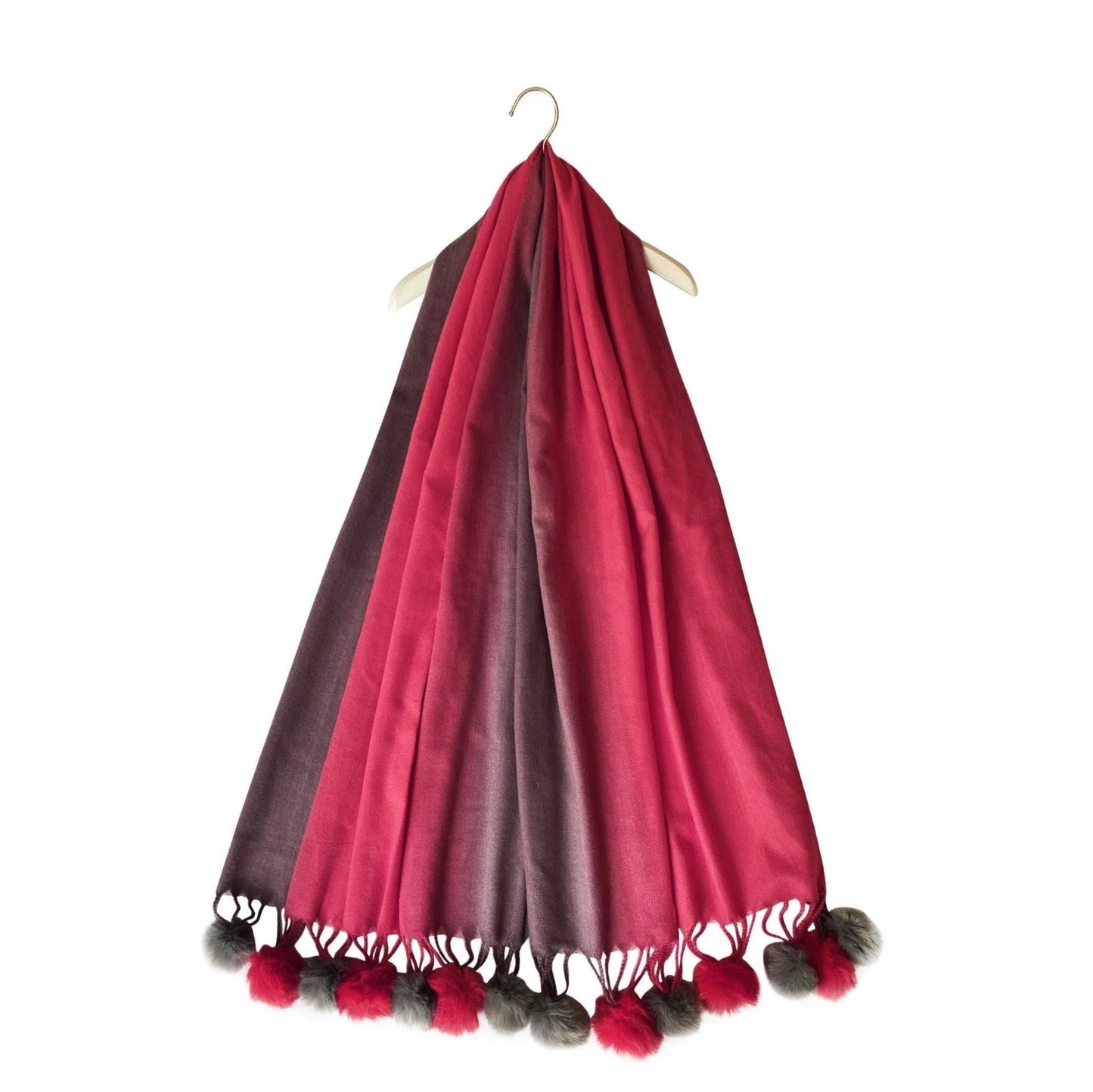 Pom Pom villahuivi/-saali, 65 cm x 180 cm, monivärinen granaatti