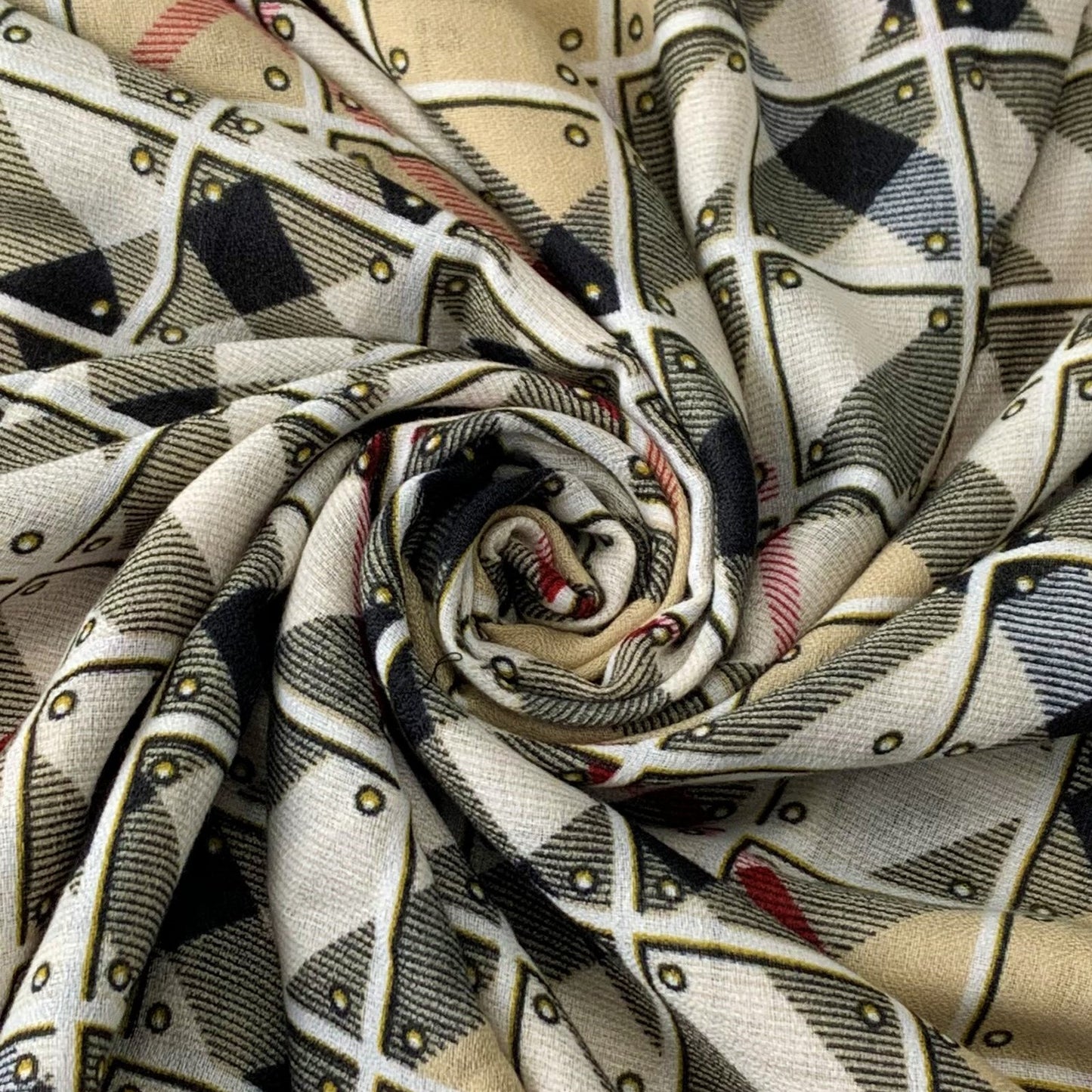 Puuvillahuivi/-saali, 90 cm x 180 cm, tartaani-tiilikuvioitu