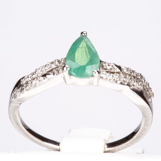 HopeaSormus Brasilian Smaragdilla ja Valkoisella Zirkonilla