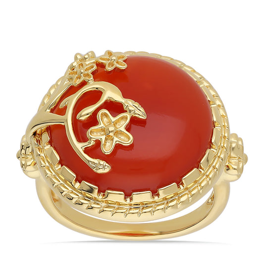 Kullattu hopeasormus Punaisella Onyksilla