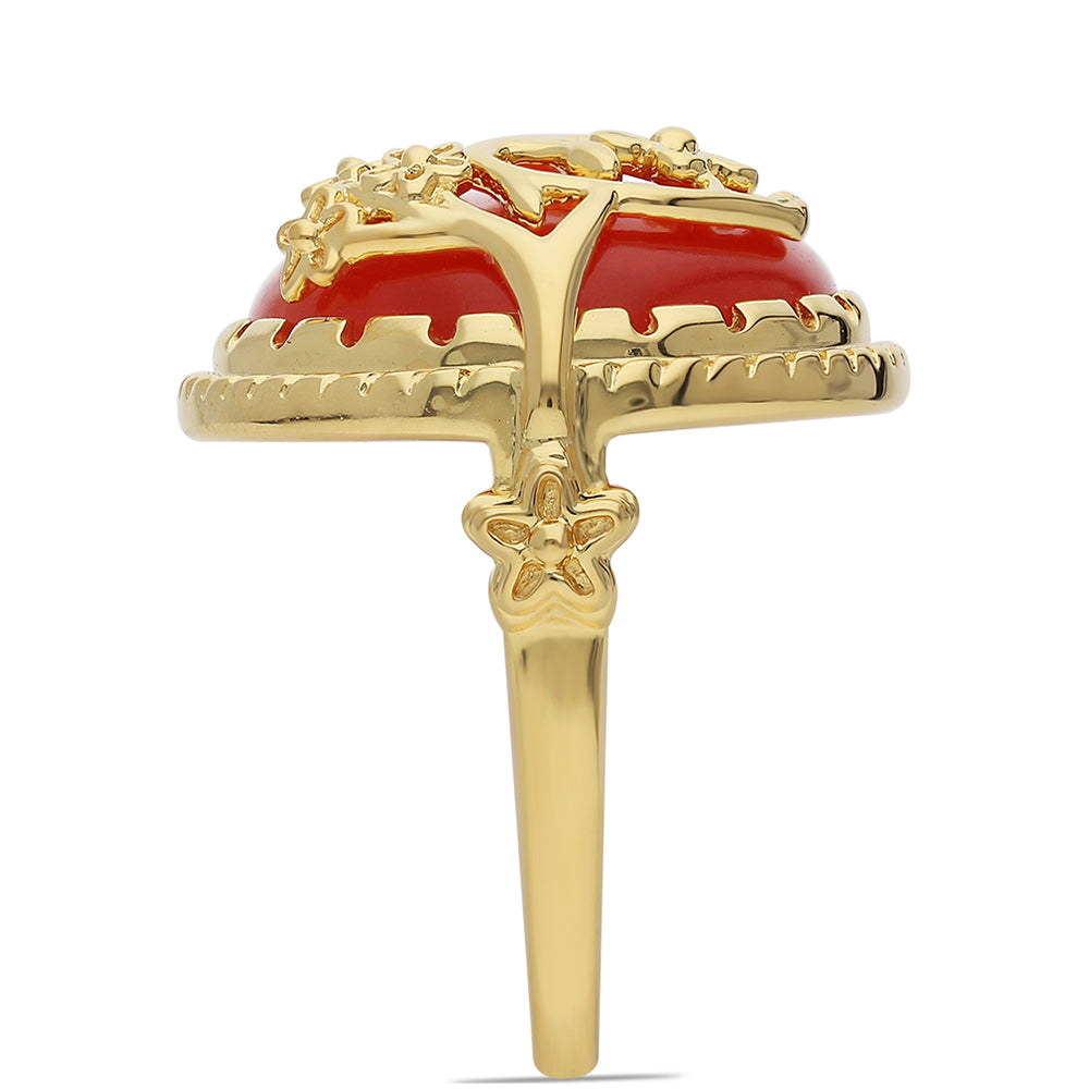 Kullattu hopeasormus Punaisella Onyksilla