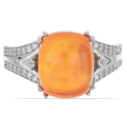 HopeaSormus Lega Dembin Oranssilla Opaalilla ja Valkoisella Topaasilla