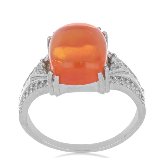 HopeaSormus Lega Dembin Oranssilla Opaalilla ja Valkoisella Topaasilla