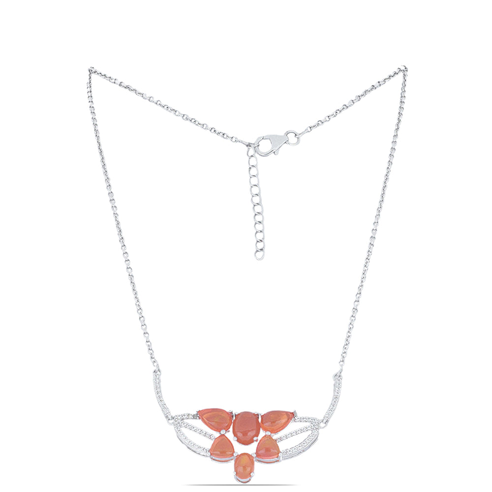 HopeaKaulakoru Lega Dembin Oranssilla Opaalilla ja Valkoisella Topaasilla