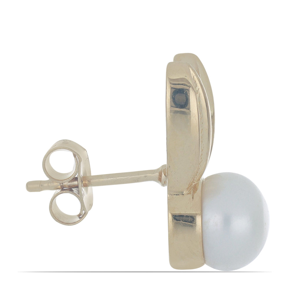 Kullatut hopeat Korvakorut Makeanveden Valkoisella Helmellä